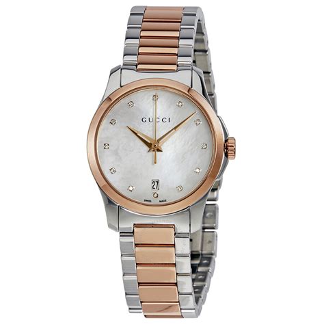 women's g-gucci alligator leather white mother of pearl dial|Gucci G.